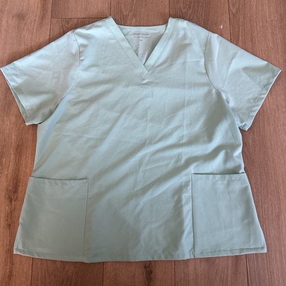 Mandala Women's Multi Pocket Mint Green‎ Scrub Top Size 2XL - Picture 1 of 10